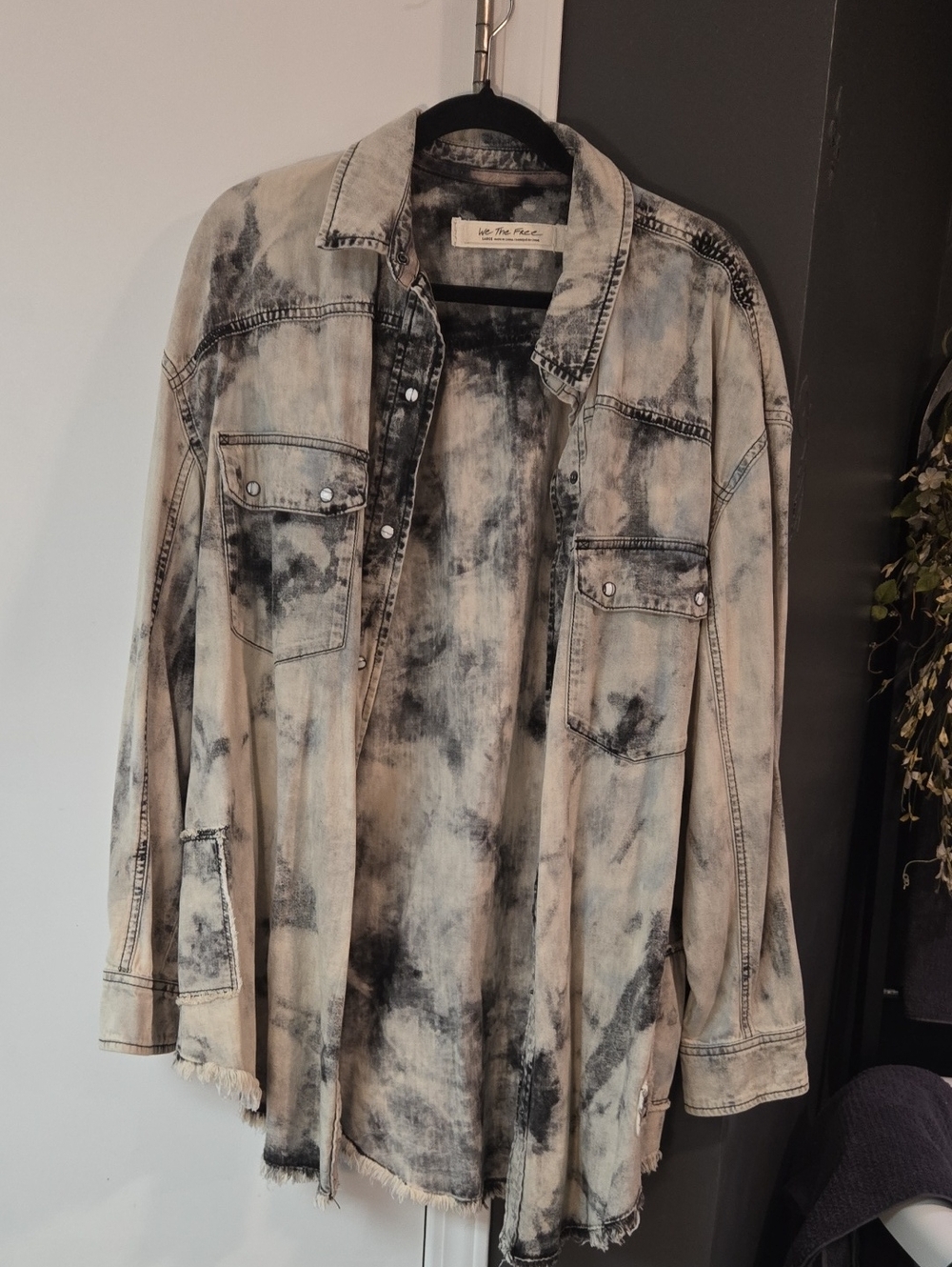 Washed Black and Cream Denim Shirt Jacket